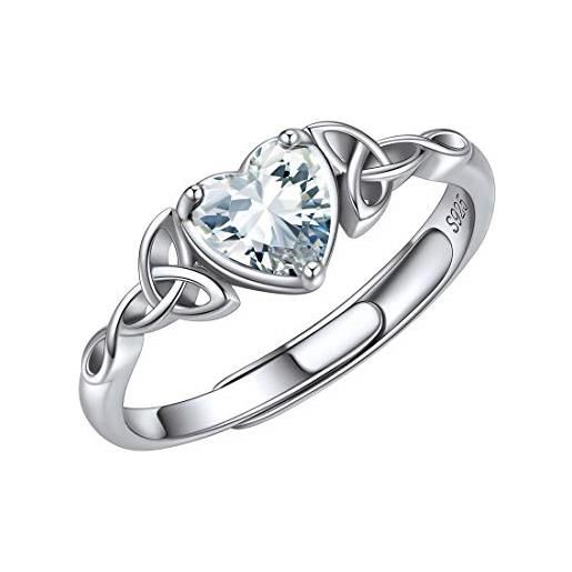ChicSilver anelli donna argento 925 regolabili con pietra portafortuna aprile diamante anello solitario argento regolabili con pietra cuore anello con pietra con confezione regalo