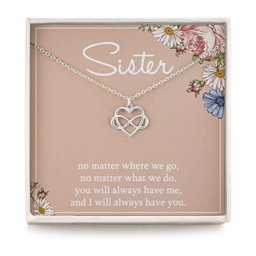 RareLove sister gifts from sisters - collana in argento sterling 925 con ciondolo a forma di cuore dell'infinito, per donne, regali di compleanno per sorelle