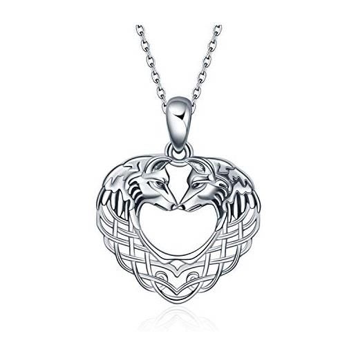 VENACOLY collana lupo regali argento sterling ciondolo testa di lupo celtico vichingo gioielli gotici regali per donna uomo. 