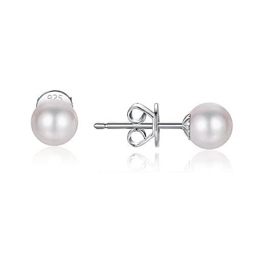 LUCKMORA orecchini da donna con perle argento 925 orecchini a punta naturale rotonde coltivate d'acqua dolce perline (5-5.5mm)