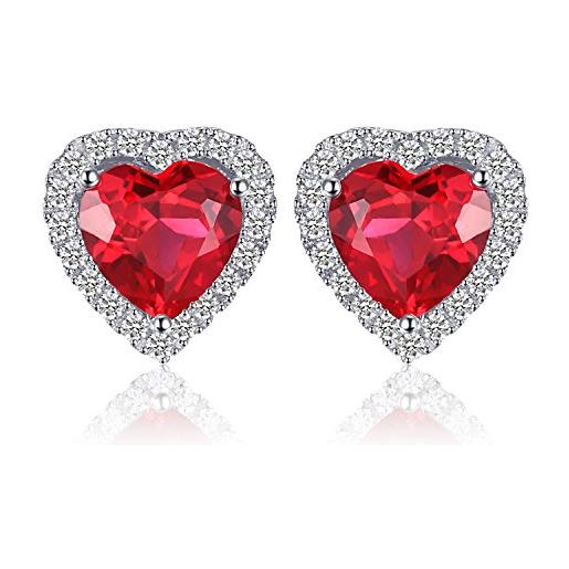 JewelryPalace cuore of ocean 3.8ct sintetico rosso rubino amore eterno halo stud orecchini 925 sterling argento