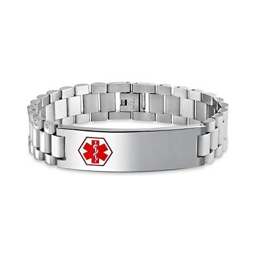 Bling Jewelry personalizzato vuoto identificazione medica medici medici allarme id band braccialetto link per gli uomini in acciaio inox 8,5 pollici