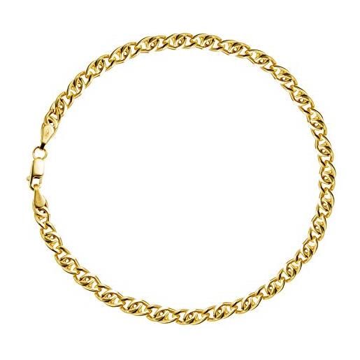 PRINS JEWELS bracciale con catena a maglia, in oro giallo 18 carati/750, larghezza 4 mm e oro giallo, colore: oro giallo, cod. 8er-18-212-br