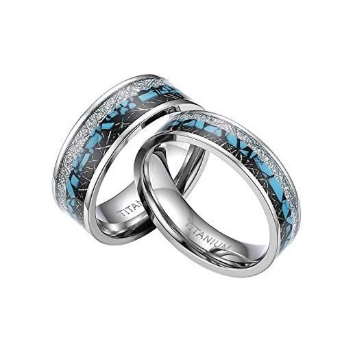 Mabohity anello da uomo e da donna in titanio con turchese, 6 mm/8 mm di larghezza, anello di fidanzamento, amicizia, coppia di anelli, argento, colore: 8mm (herrenring), cod. Mbh0100116