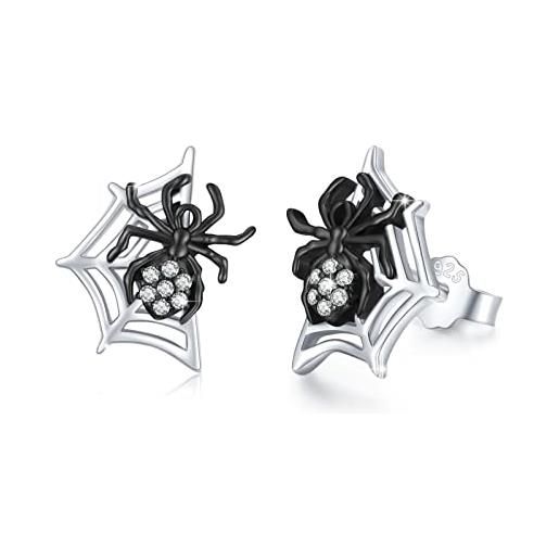 REDSUN orecchini a forma di ragno in argento sterling 925 con perno a forma di ragno, orecchini per donne e ragazze