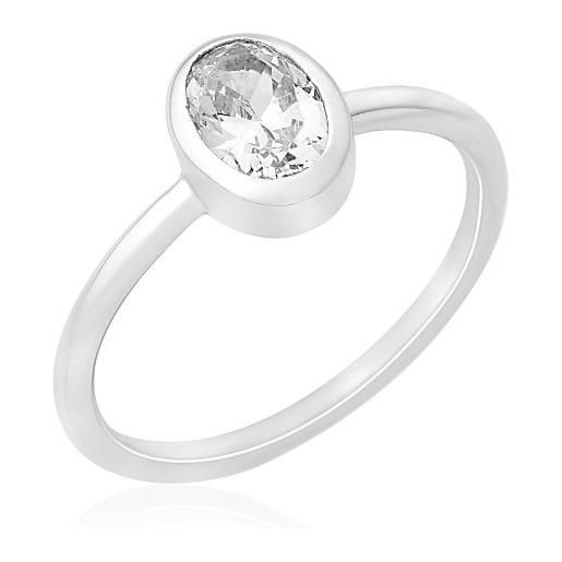 MIORE united one - mps050r6, anello in argento sterling con zirconia cubica, bianco, 15 1/4