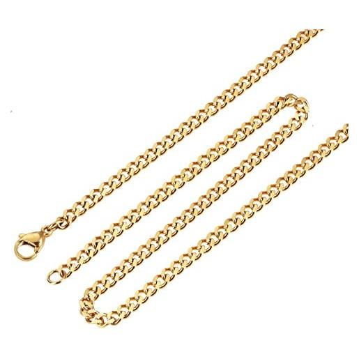 Aplstar, collana in oro 18 k, 3,5 mm di spessore;Dimensioni catena: 40 45 50 55 60 75 cm, 18ct base metallo placcato oro, colore: gold, cod. Trukjw0045