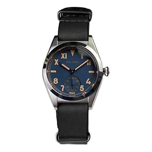 N\C nc baltany 36mm retro automatico da uomo orologi classici in vetro zaffiro st1701 orologio meccanico in acciaio inossidabile maschile (black blue)