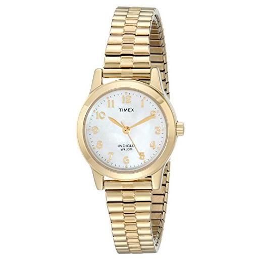 Timex classic t2m827 orologio analogico da polso da donna, acciaio inox, oro