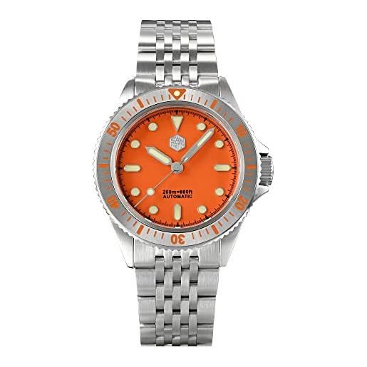 N\C nc san martin sn044g 8215 design originale bracciale dive watch sapphire glass 20atm fashion acciaio orologio meccanico automatico (orange)