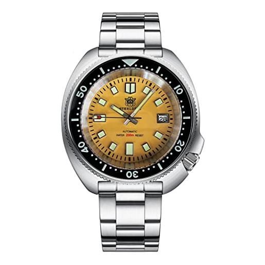 SOTAG steeldive sd1974 quadrante giallo lunetta in ceramica nera orologi subacquei luminosi nh35 automatico 200 m orologio sportivo in acciaio inossidabile, cinturino in acciaio