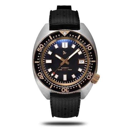 N\C nc retro vintage turtle 6105 men's dive watch men nh35a automatic black sapphire glass aluminium bezel retro wriswatch (gold)