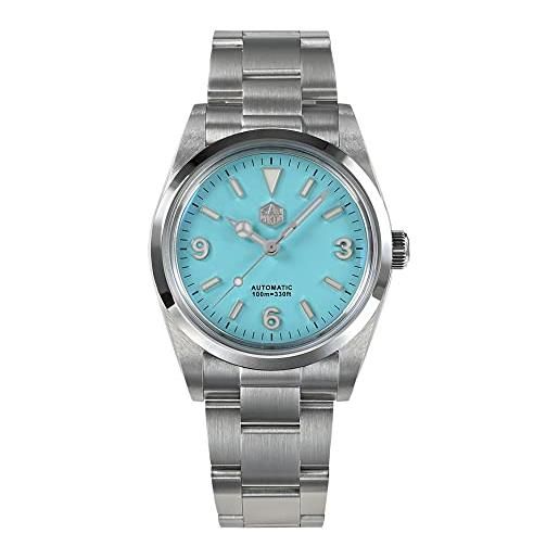 N\C nc san martin sn021g orologi da uomo di lusso 36mm esplora vetro zaffiro pt5000 orologio da polso meccanico automatico da uomo in acciaio inossidabile (blue)