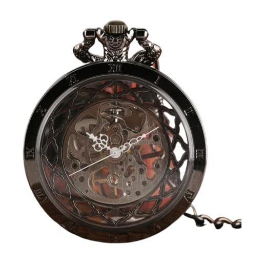 SADBE orologio da tasca, vintage pocket watch hand winding pendant bronze skeleton pocket watch gift accessory