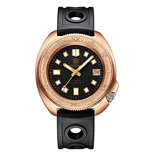 STEELDIVE sd1970s sd1970s cusn8 cassa in bronzo massiccio lunetta in ceramica blu luminoso nh35 orologio automatico da immersione tartaruga per uomo (colore 2), colore 2. , m, casual