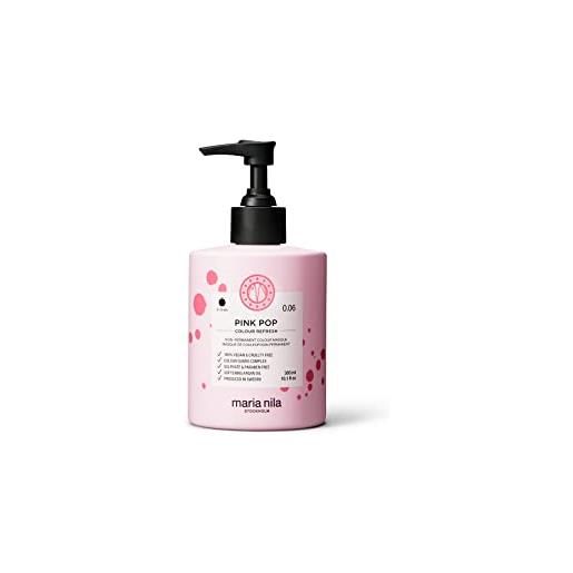 Maria Nila colour refresh, pink pop 300 ml, maschera per capelli rosa, pigmenti semi-permanenti, prodotto 100% vegano e senza solfati/parabeni