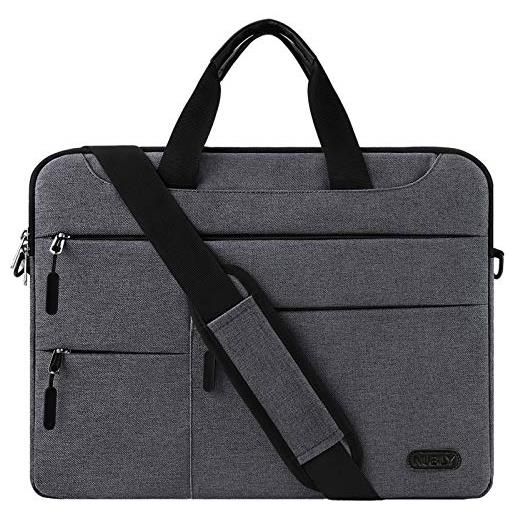 NUBILY borsa porta pc tracolla 14 pollici uomo e donna laptop sleeve borsa notebook computer portatile sottile impermeabile lavoro viaggio borsa grigio scuro