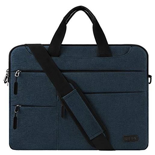 NUBILY borsa porta pc tracolla 14 pollici uomo e donna laptop sleeve borsa notebook computer portatile sottile e impermeabile lavoro viaggio borsa blu