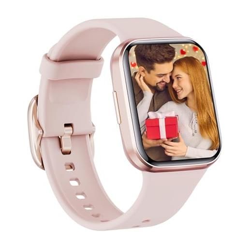 WalkerFit a1 smart watch, fitness tracker con monitoraggio della frequenza cardiaca/pressione sanguigna spo2, touch da 1,7, smartwatch impermeabile per donna uomo compatibile with android ios, rosa