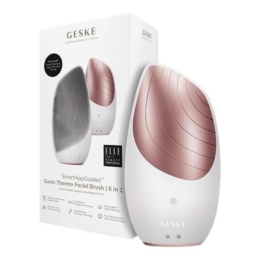 GESKE | dispositivo smartappguided™ sonic thermo facial brush | 6 in 1 | pulizia della pelle | spazzola per la pulizia con funzione riscaldante | massaggiatore facciale | spazzola viso elettrica