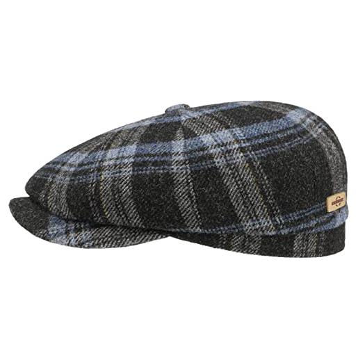 Stetson coppola hatteras shadow plaid donna/uomo - berretto newsboy cappellino in lana con visiera, fodera autunno/inverno - l (58-59 cm) blu
