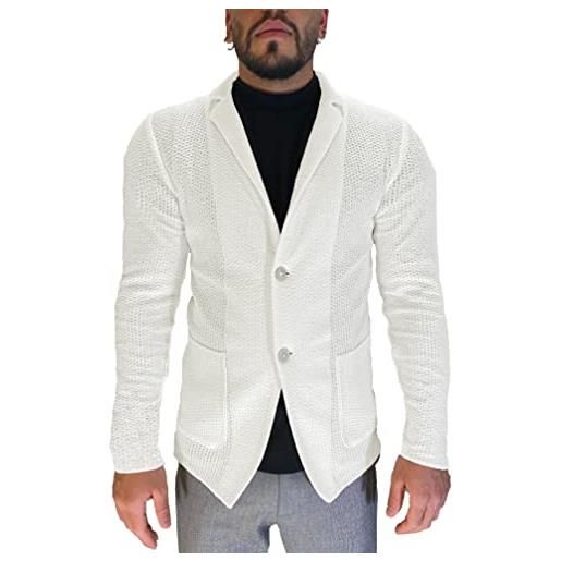 CLASSE77 - blazer in cotone modello traforato - uomo - artigianale - made in italy (bianco, l)