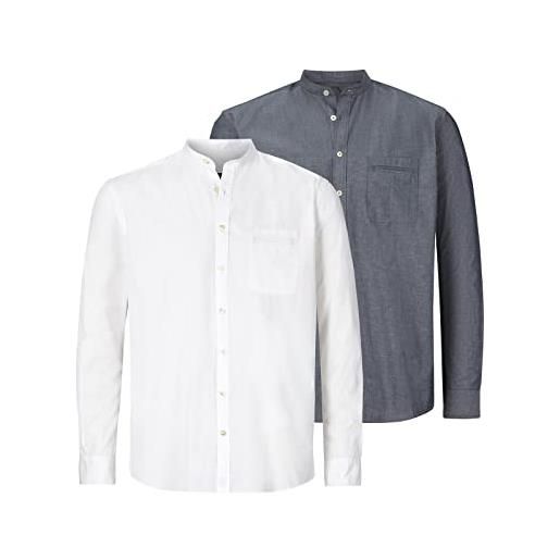 Jan Vanderstorm camicia da uomo a maniche lunghe, confezione doppia bianco 4xl