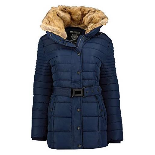 Geographical Norway bellena - parka grande da donna - cappotto invernale caldo - maniche lunghe e collo in pelliccia sintetica - giacca da donna in tessuto resistente (cachi)