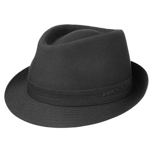 Stetson cappello trilby in tessuto teton donna/uomo - made italy estivo cotone da sole con fodera estate/inverno - 59 cm nero