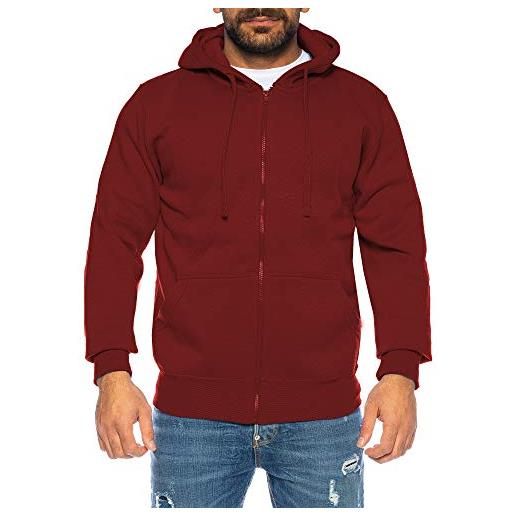 Raff & Taff - felpa da uomo con cappuccio e cerniera, modello basic fino a 8xl, colore: rosso, xxxxxxxxl