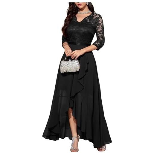Bbonlinedress abiti da sera manica lunga elegante delle donne festive prom dress estate chiffon abito da damigella d'onore partito abito da ballo black xs