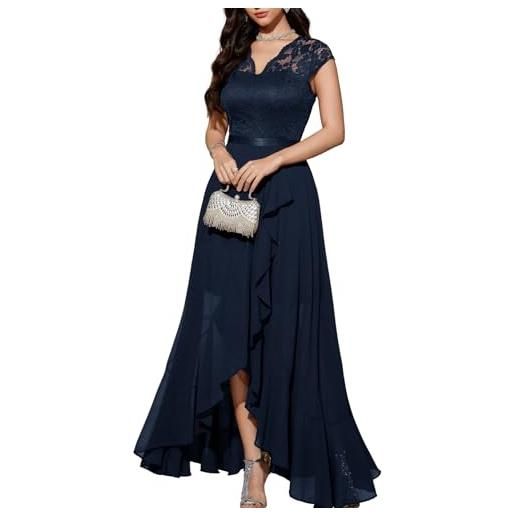 Bbonlinedress abito da sera elegante per matrimonio scollatura a v pizzo chiffon hi-lo damigella d'onore partito prom dress long champagne s