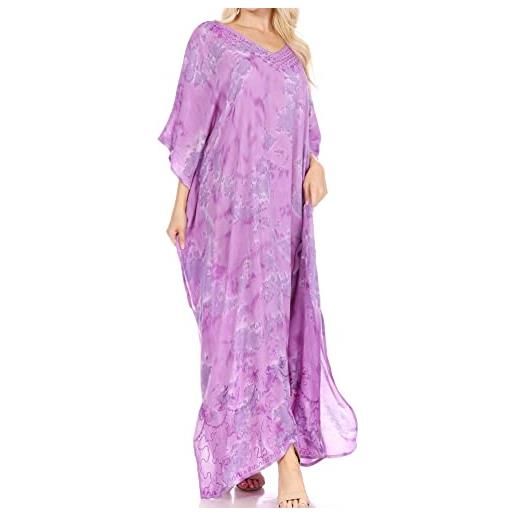 Sakkas 2006 - catia donna boho casual lungo maxi caftano abito caftano cover-up louge. Wear - 3-viola - os