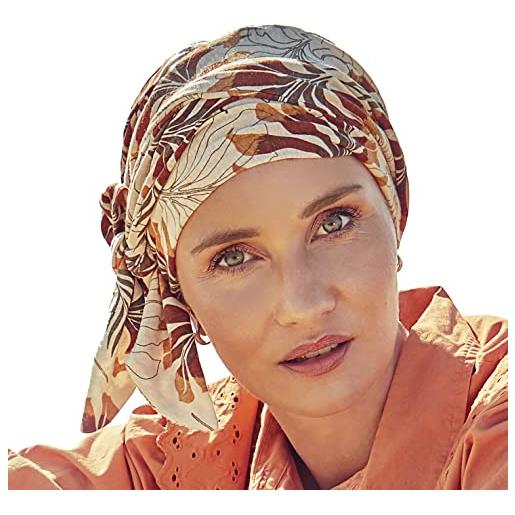 Christine headwear beatrice turbante-printed linen fascia per la testa, foglie beige, 55-60 donna