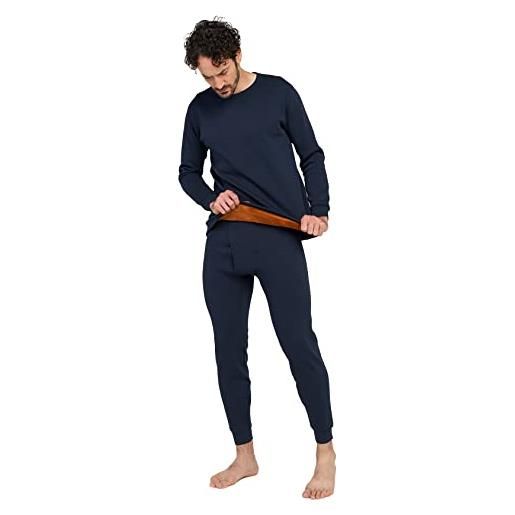 LAPASA uomo completo termico ultra-pesante set maglia e pantaloni fleece freddo estremo m63 s nero melange