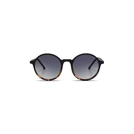 KOMONO madison matte black tortoise unisex round cellulose propionate sunglasses for men and women with uv protection and scratch-resistant lenses