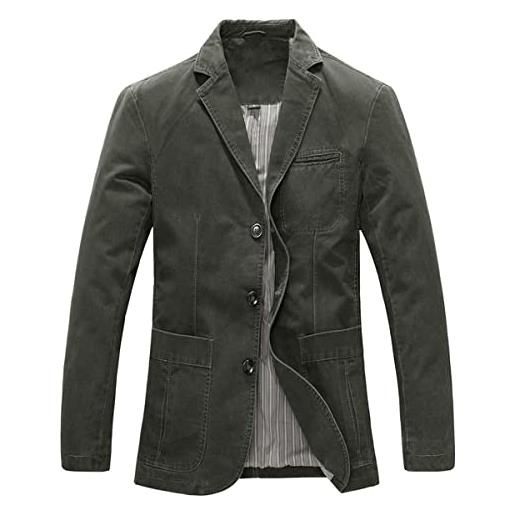 Allthemen giacche casual da uomo in blazer con 3 bottoni in cotone lavato