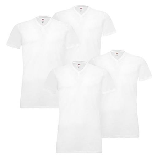 Levi's uomo collo a v t-shirt elasticizzato cotone 905056001 4er pacco - 300 - bianco, m