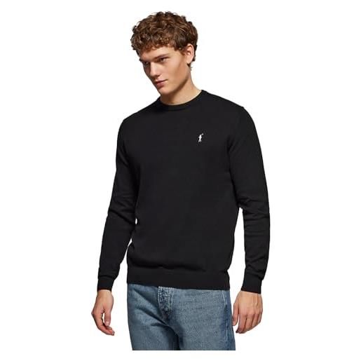 Polo Club maglione uomo basico nero 100% cotone - maglioni con logo ricamato