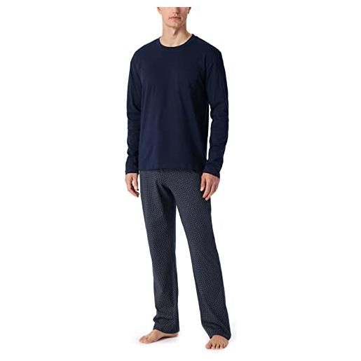 Schiesser lungo set di pigiama, blu, 98 cm uomo