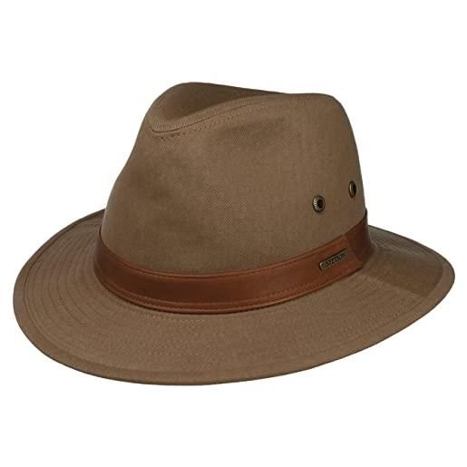 Stetson cappello outdoor cotton traveller uomo - estivo da pescatore sole con fascia in pelle estate/inverno - l (58-59 cm) marrone