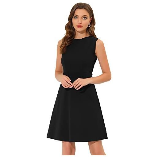 Allegra K abito da lavoro da giorno delle donne tinta unita senza maniche a-line flare abiti, verde pavone. , xl