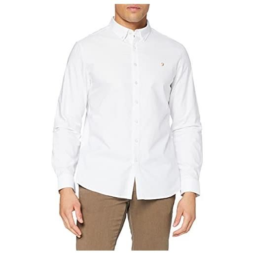 Farah brewer cotton oxford slim fit shirt camicia, bianco, s uomo