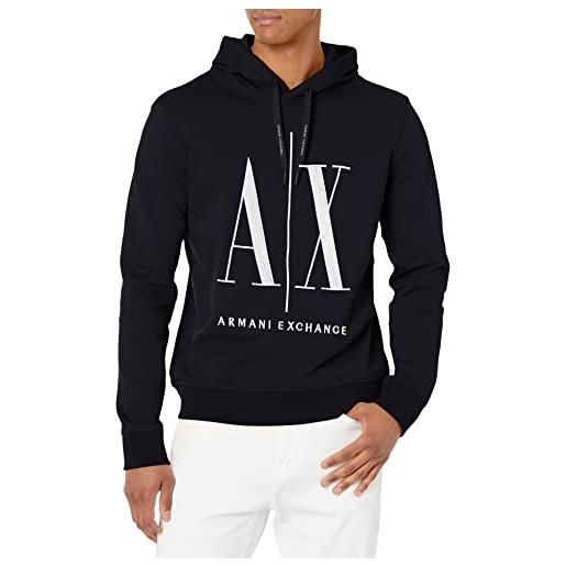 ARMANI EXCHANGE hoodie, maxi print logo on front, felpa, uomo, nero, xs