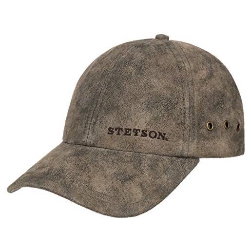 Stetson rawlins pigskin baseball cap uomo - berretto estivo fibbia in metallo, con visiera estate/inverno - taglia unica marrone scuro