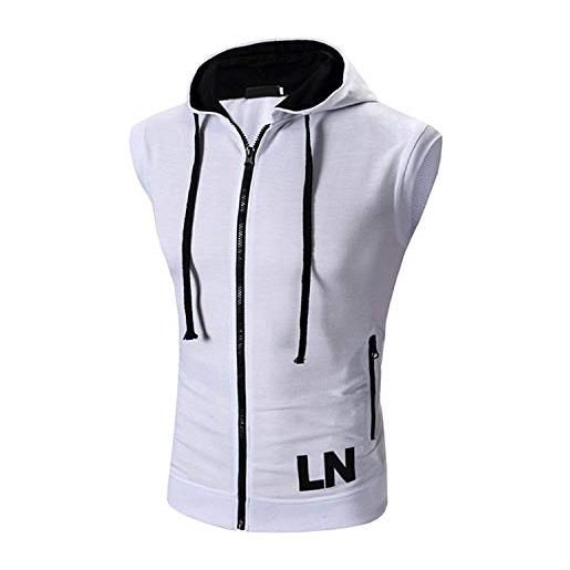 YCUEUST felpa uomo senza maniche con cappuccio canotte sportive bodybuilding casual contrasto rosso m