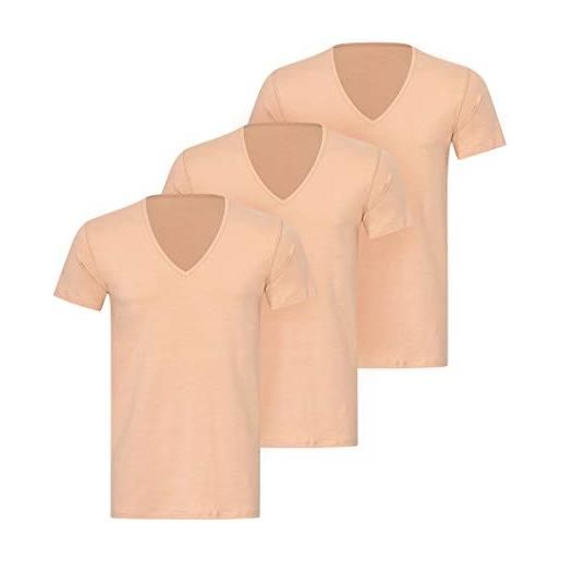 KliSa® maglia intima con scollo a v in confezione da 3 pezzi | maglietta invisibile da uomo | shirt slim fit color pelle