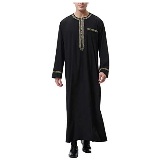 KRUIHAN abito musulmano da uomo abito arabo per abito da uomo manica lunga islamico caftano abaya xl