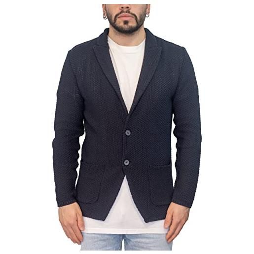 CLASSE77 blazer con punta a lancia quadrilink - giacca jacket da uomo slim fit in cotone - artigianale, made in italy - casual, classica sportiva (l, testa di moro)