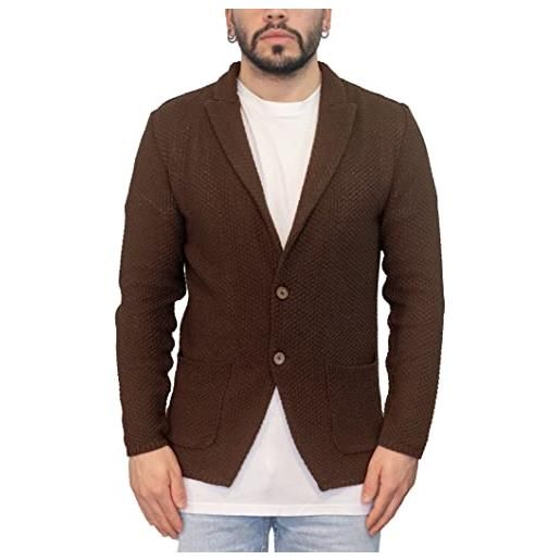 CLASSE77 blazer con punta a lancia quadrilink - giacca jacket da uomo slim fit in cotone - artigianale, made in italy - casual, classica sportiva (l, lino)